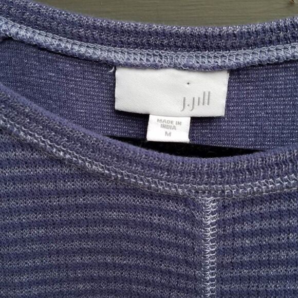 J Jill Blue Stripe Cotton Knit Dress Size Medium - Picture 2 of 11